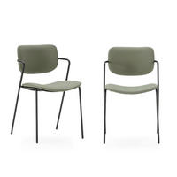 STÜHLEN (Set aus 2) mit schwarzen metallbeinen - maika 49/55/48 cm - Grün, Kunststoff (55/48/49cm) - Calicosy