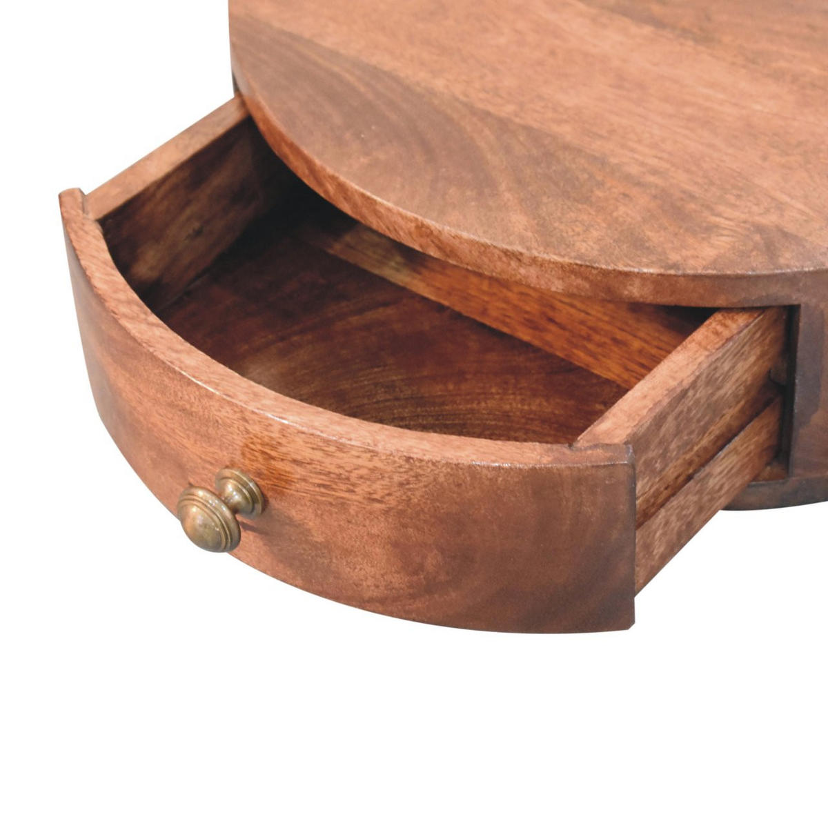 NACHTKASTEN Honigkaramell Wandmontiert Abgerundet, 1 Schublade, Dunkelbraun - Dunkelbraun/Messingfarben, Holz/Metall (40/11/31cm) - Artisan Furniture