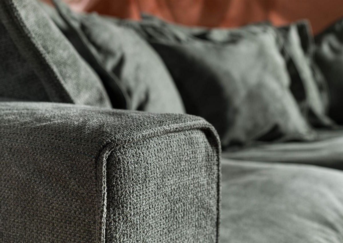 HUSSENSOFA 3-Sitzer 236x138x76 grün KINGSTON - Grün, Textil (236/76/138cm) - Massivmoebel24