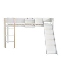 HOCHBETT mit Rutsche, dreistufiger Leiter, 90/200 cm, Weiß/Natur - Weiß, Holz (90/200cm) - MIVRAY