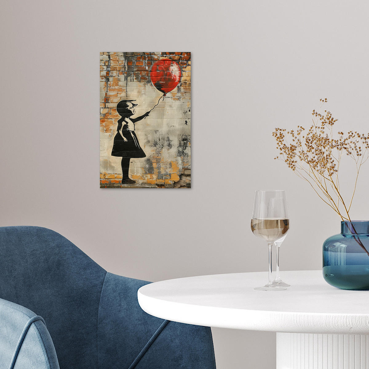 POSTER Graffiti - Banksy - Mädchen - Straßenkunst 20x30 cm - Sandfarben, Papier (20/30/0.1cm) - MuchoWow