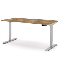 SCHREIBTISCH Elektrisch höhenverstellbarer Schreibtisch Y-Line Eiche Tabak Weißaluminium 160/80/62-127cm - Weiß Hochglanz/Silberfarben, Holzwerkstoff/Metall (80/160/127cm) - ASSMANN
