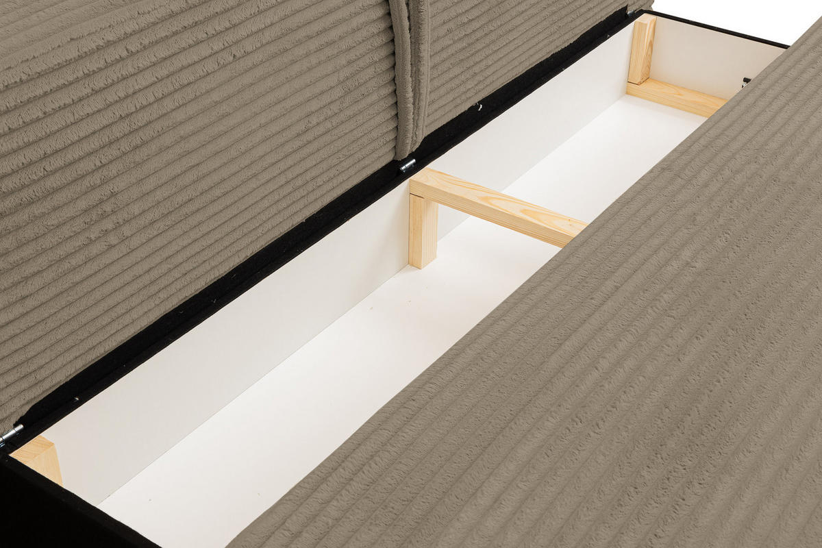 SCHLAFSOFA Etna mit Schlaffunktion und Bettkasten, Farbe: Braun, Cordstoff, Ottomane Unsiversal - Braun, Textil (205/80/90cm) - VENASI MÖBEL