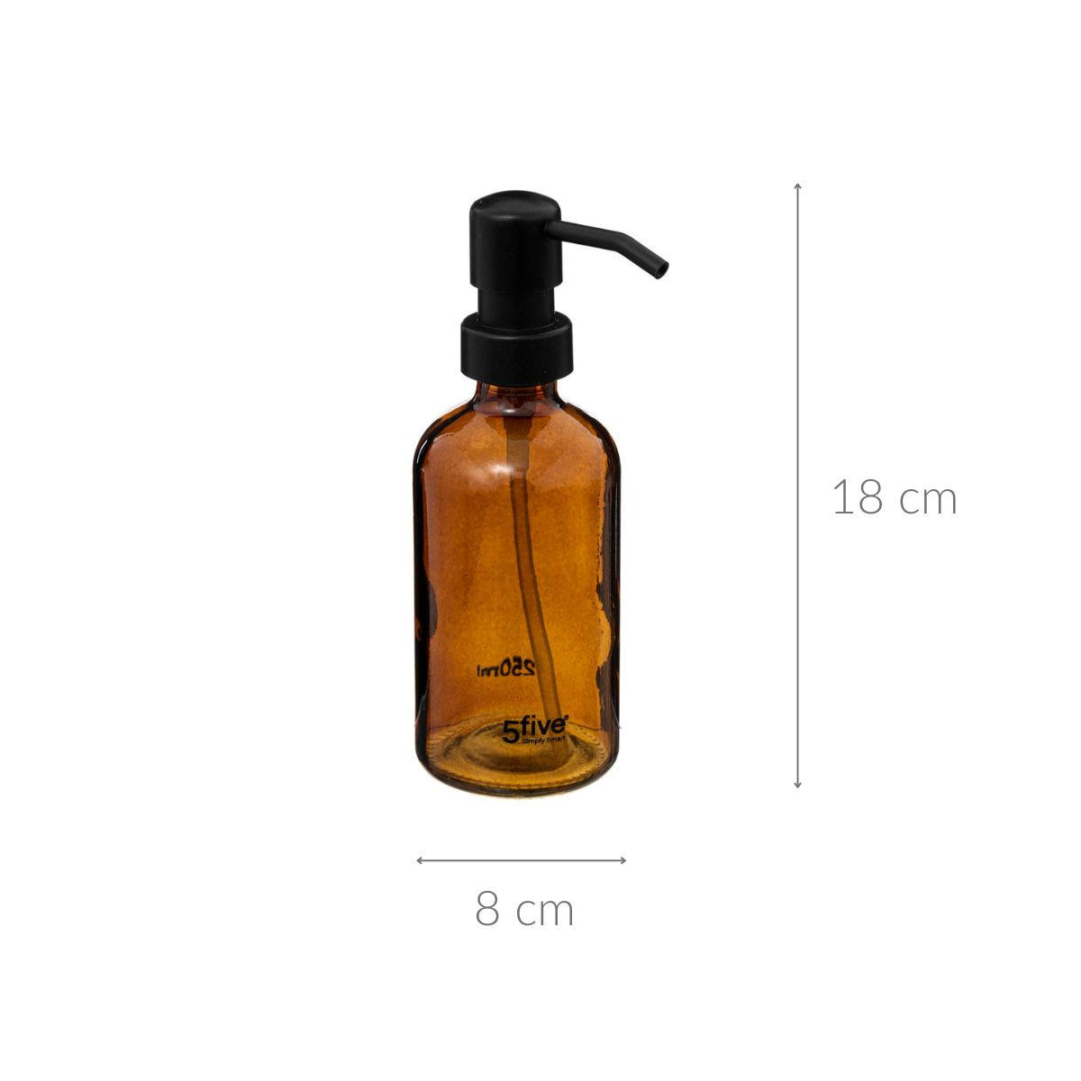 SEIFENSPENDER Glas 250 ml 8/8/18 cm - Braun, Kunststoff (8/18/8cm) - 5five Simply Smart