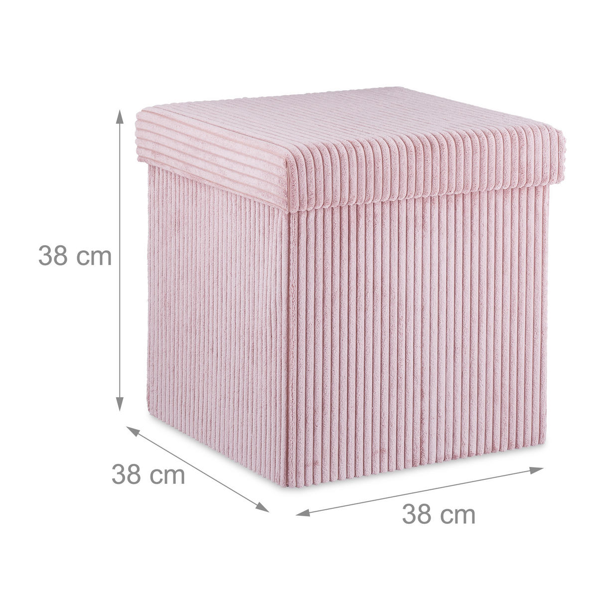 SITZWÜRFEL - Rosa, Holzwerkstoff/Textil (38/38/38cm) - Relaxdays