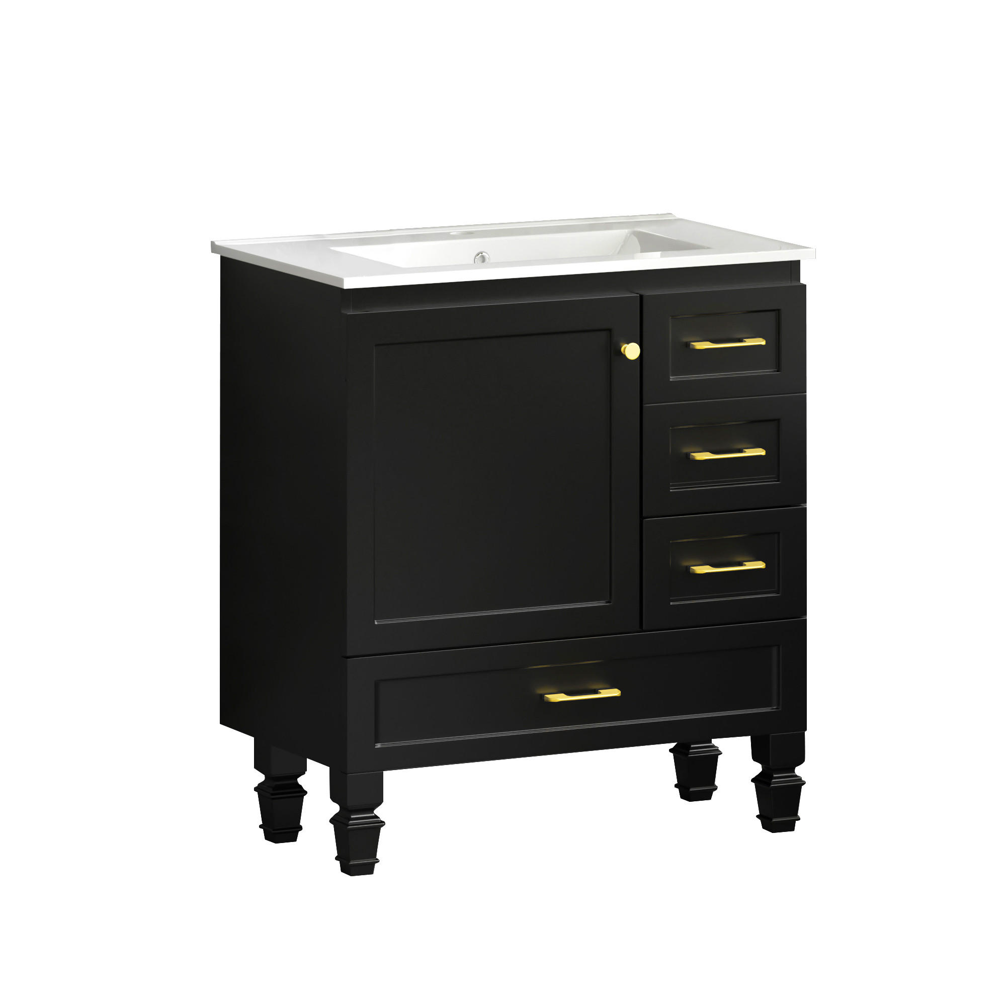 WASCHTISCH Schwarz 75 cm - Schwarz, Holz (76/86/44cm) - PANGIVO