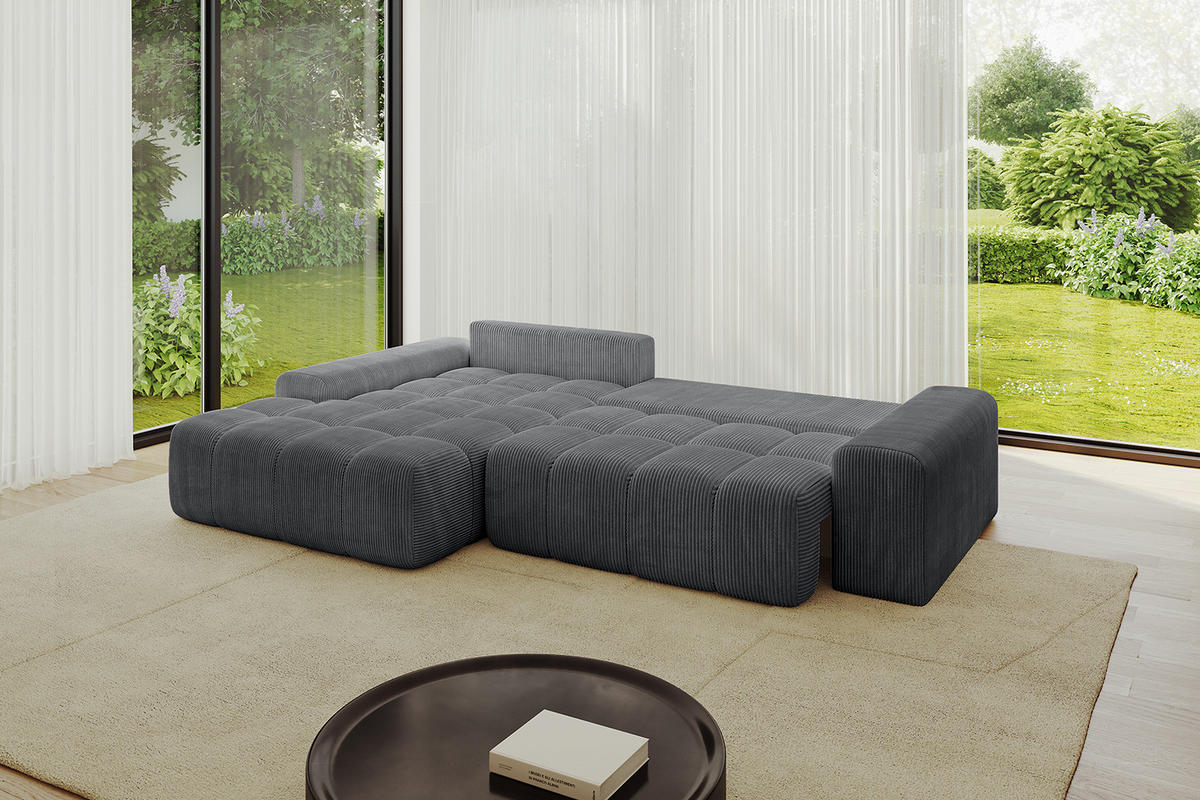ECKSOFA Ottomane Links ENSI-L - 267x164x88 cm Dunkelgrau - Dunkelgrau, Holzwerkstoff/Kunststoff (267/164cm) - ALTDECOR