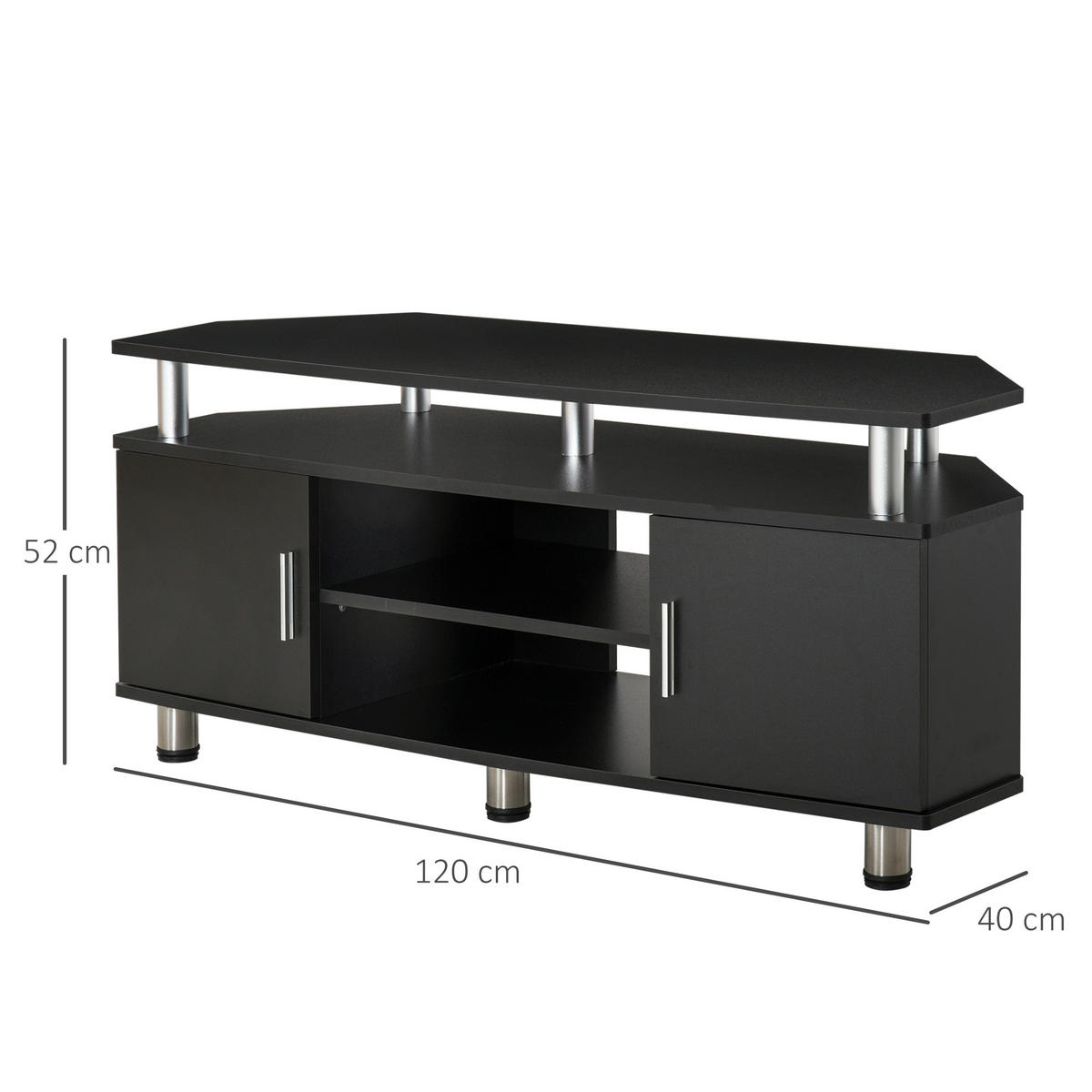 TV-MÖBEL Schwarz 1 Stück - Schwarz, Holzwerkstoff (120/52/40cm) - GiPP