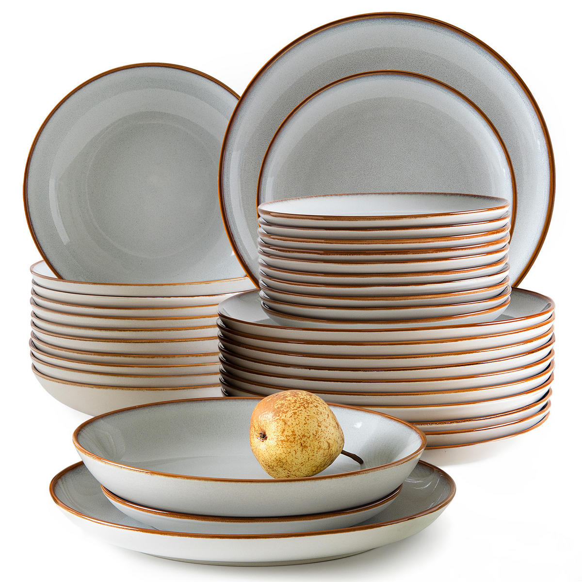 TAFELSERVICE 12 Personen PORTOFINO 36-tlg - Blaugrau, Keramik (27/2/27cm) - Ritzenhoff Breker