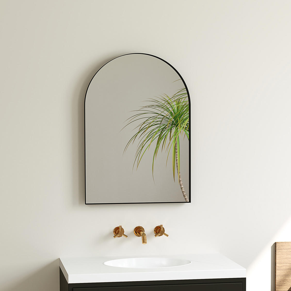 BADSPIEGEL 50 x 70 cm Spiegel mit Splitterschutzfolie, Schwarz - Schwarz, Glas (3/70/50cm) - HOMCOM