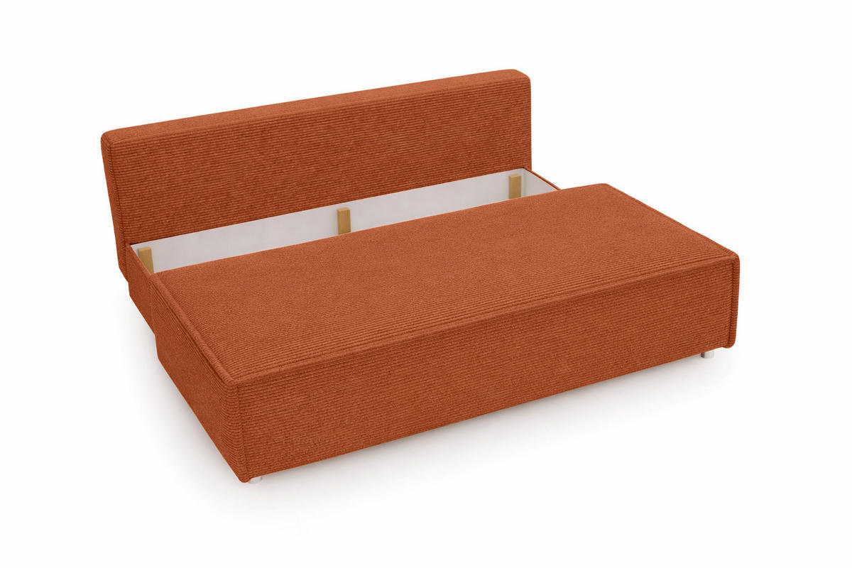 SCHLAFSOFA Mit Bettkasten DUO, Stoff Poso, Kupfer - Orange, Holz (198/89/90cm) - Kaiser Möbel