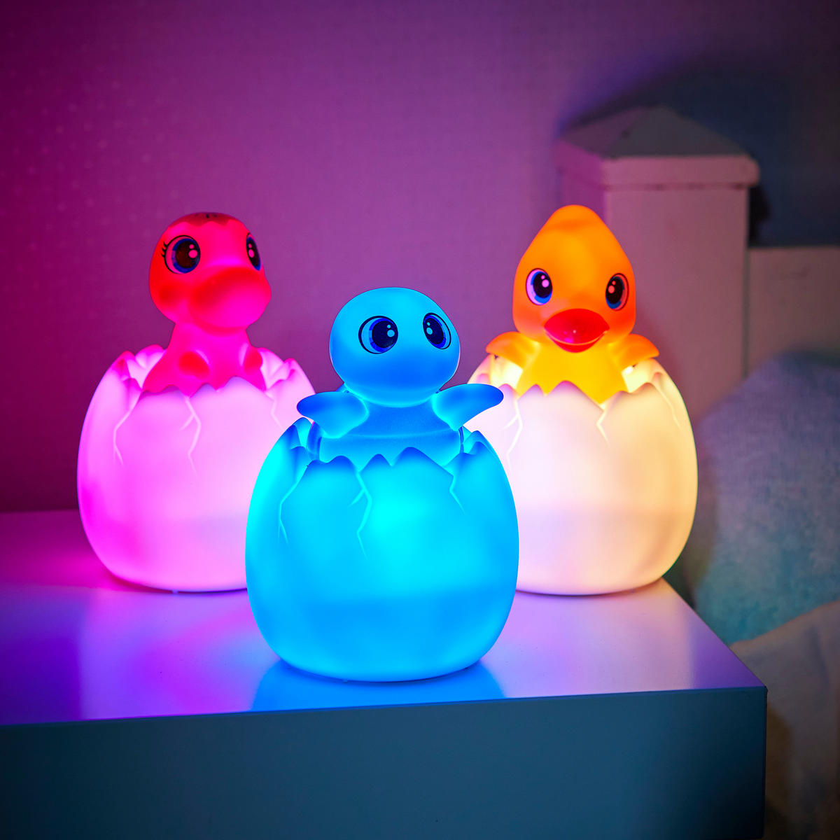 LED-AKKU-NACHTLICHT - rotes Dino-Nachtlicht mit Fernbedienung, Timerfunktion und 130 Melodien, energiesparend - Rot, Kunststoff (8.5/8.5/13cm) - Northpoint