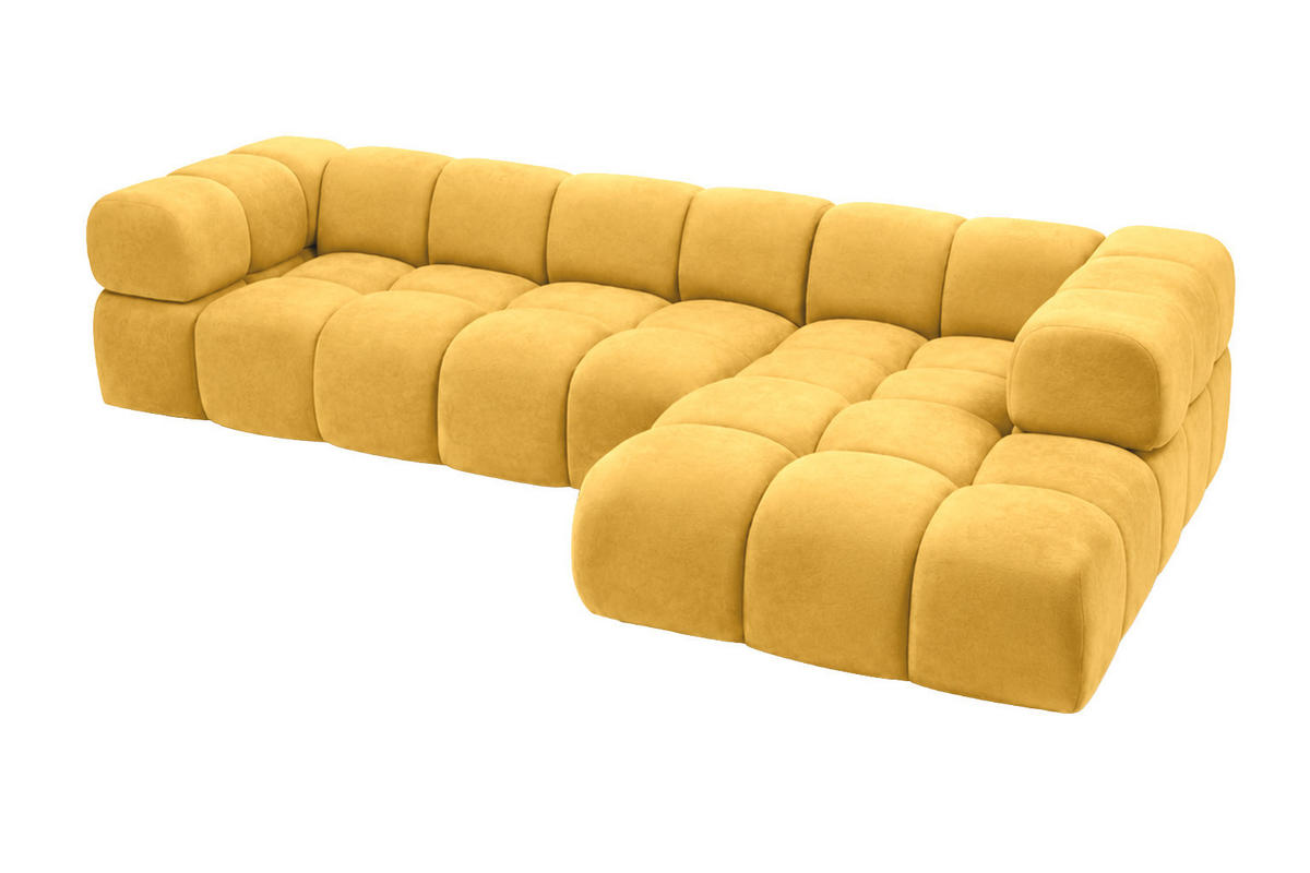 ECKSOFA L-Form, Veloursstoff Bluvel, Golden, Rechts, Averro XL - Goldfarben, Holz (320/150cm) - Kaiser Möbel