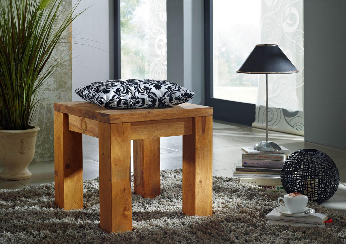 HOCKER Sheesham 45x45x45 braun geölt NATURE BROWN #108 - Braun, Holzwerkstoff (45/45/45cm)