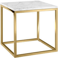 MARMOR-BEISTELLTISCH Alysia, mit höhenverstellbaren Kunststofffüßen, gold/weiß - Goldfarben/Weiß, Stein (45/45/47.5cm) - tectake