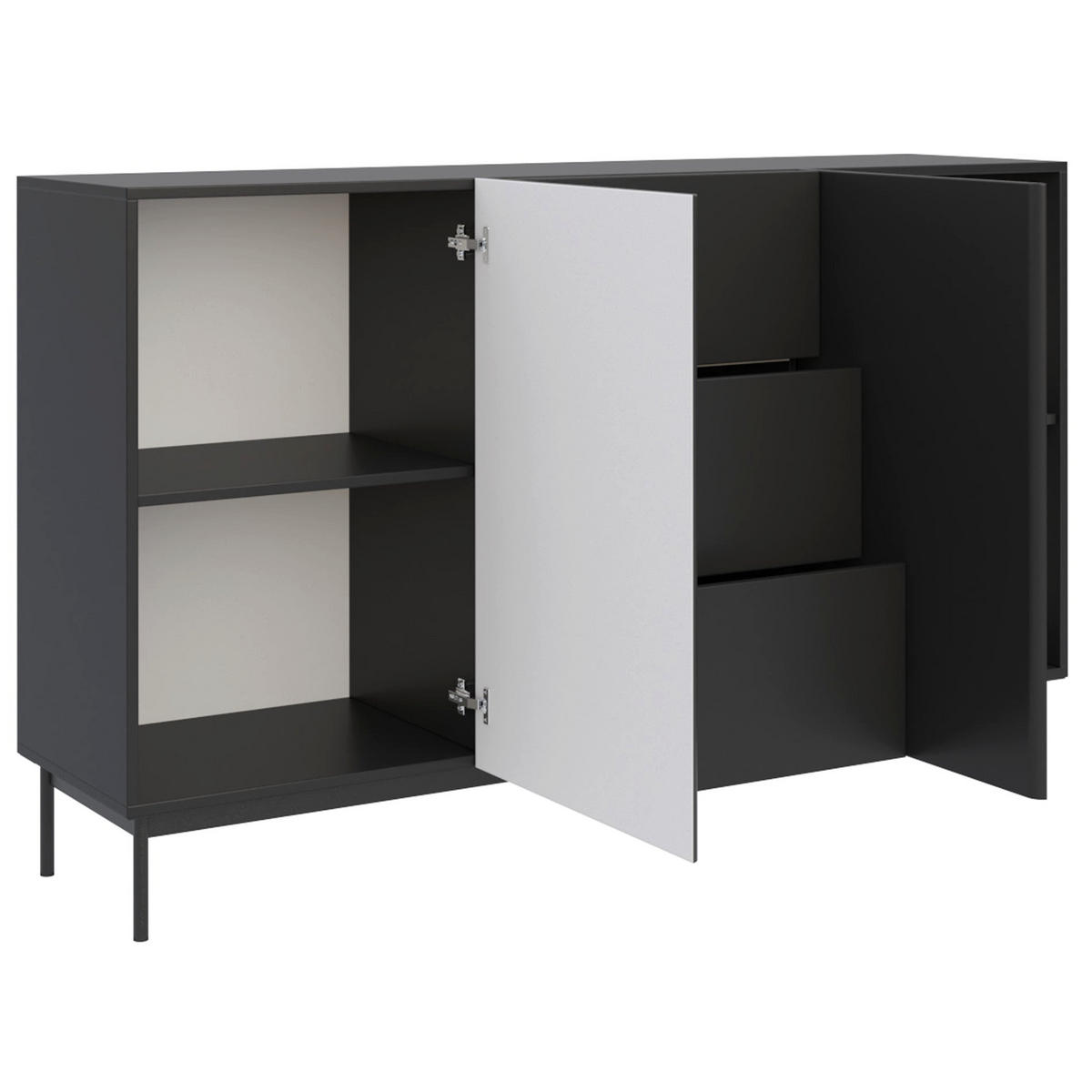 SIDEBOARD Olio SCHWARZ 160 CM - Schwarz, Holzwerkstoff/Metall (160/90/38.6cm) - Selsey