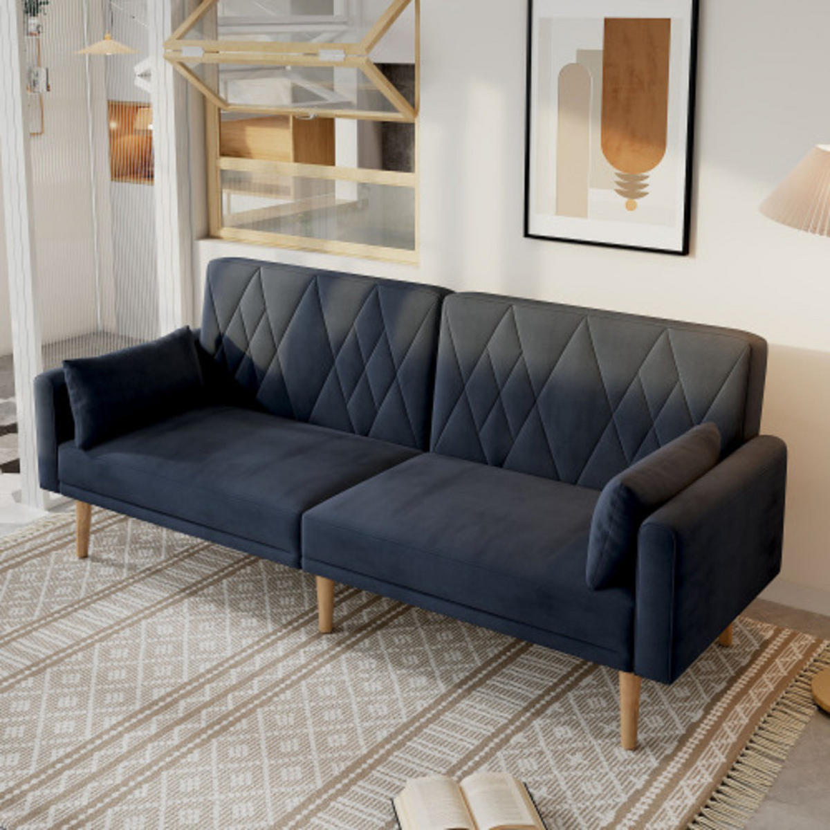 2-SITZER Sofa 180x75x82 unabhängig verstellbar, Samt, schwarz - Schwarz, Textil (75/82/180cm) - Luhomfu