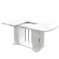 JEDILNA miza 120/160 x 80 cm z raztegljivo funkcijo, prostorom za shranjevanje in elegantnim kovinskim podnožjem, Bela - bela, leseni material (160/80/75cm) - Redom