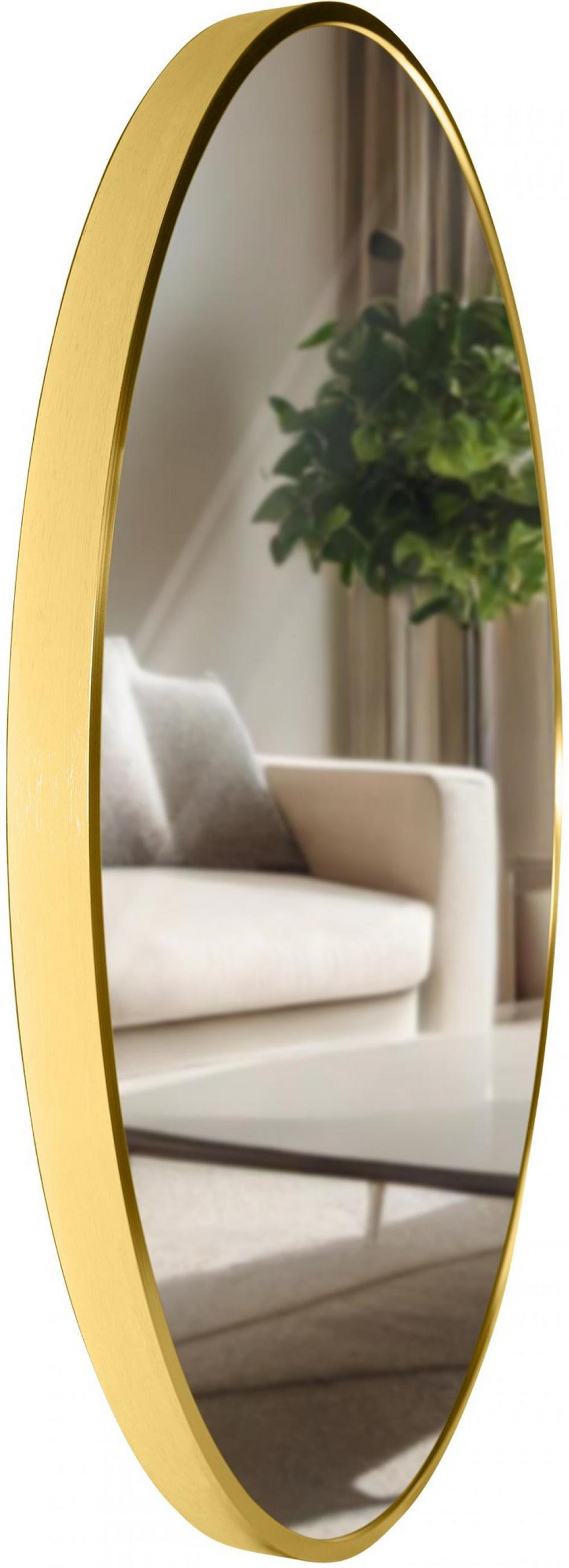 WANDSPIEGEL rund 60 cm Metall Gold Glanz - Goldfarben, Metall (60/60/3cm) - CLP