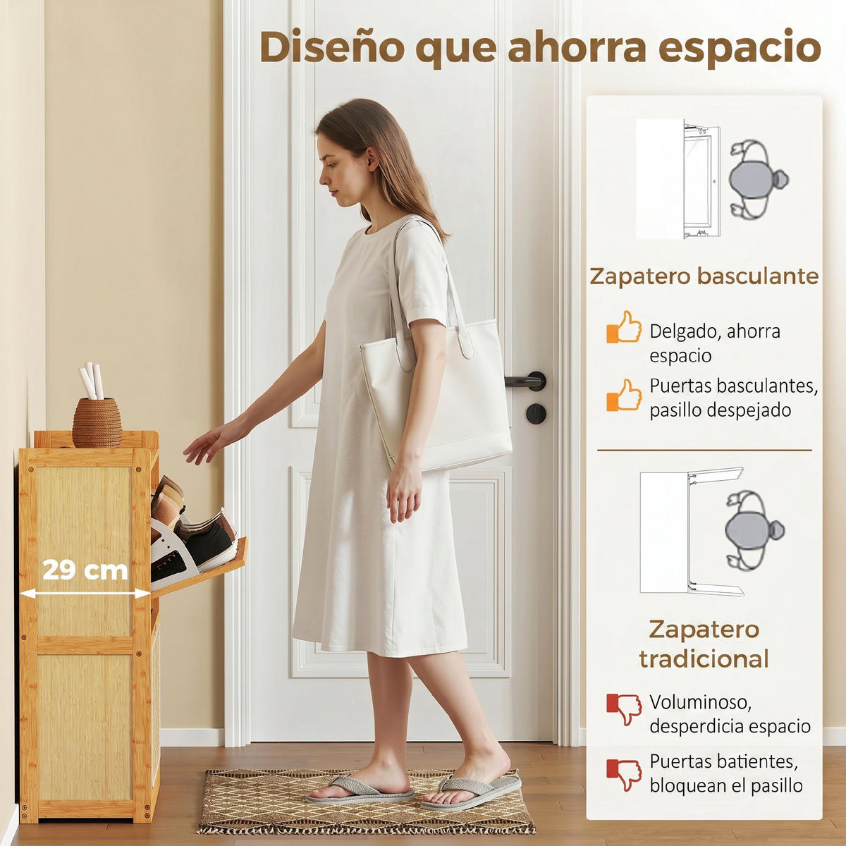 SCHUHSCHRANK,BAMBUS 2 Rattanschubladen 69x29x83cm,natur - Beige, Holzwerkstoff (69/83/29cm) - Vallsero