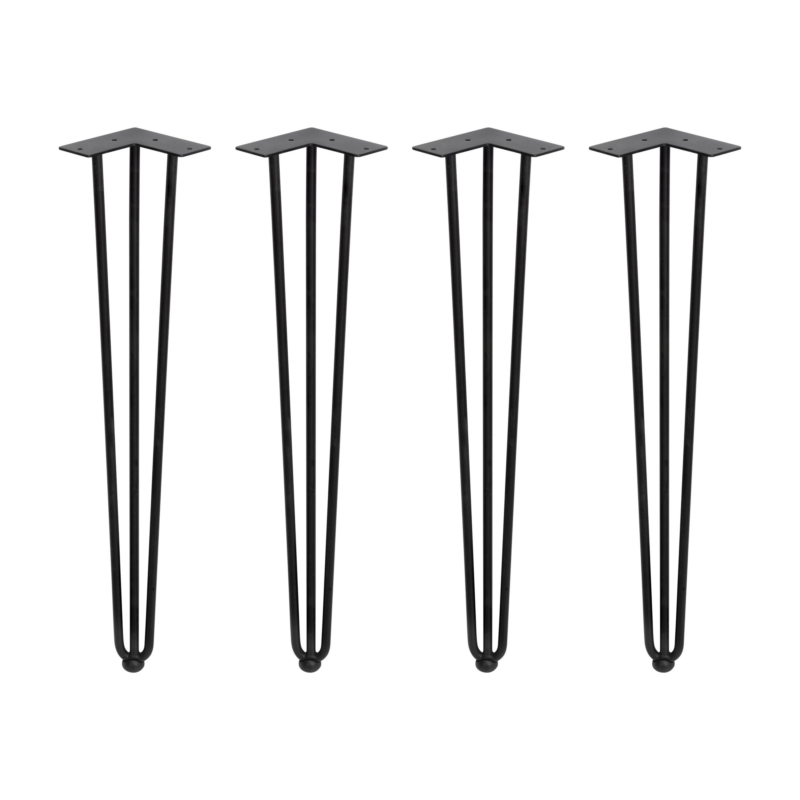 TISCHBEINE mit 3 Stangen Hairpin, Höhe 710mm, Stahl, Schwarz lackiert 4er-set - Schwarz, Metall (11.73/72/16.68cm) - EMUCA