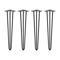 TISCHBEINE mit 3 Stangen Hairpin, Höhe 710mm, Stahl, Schwarz lackiert 4er-set - Schwarz, Metall (11.73/72/16.68cm) - EMUCA