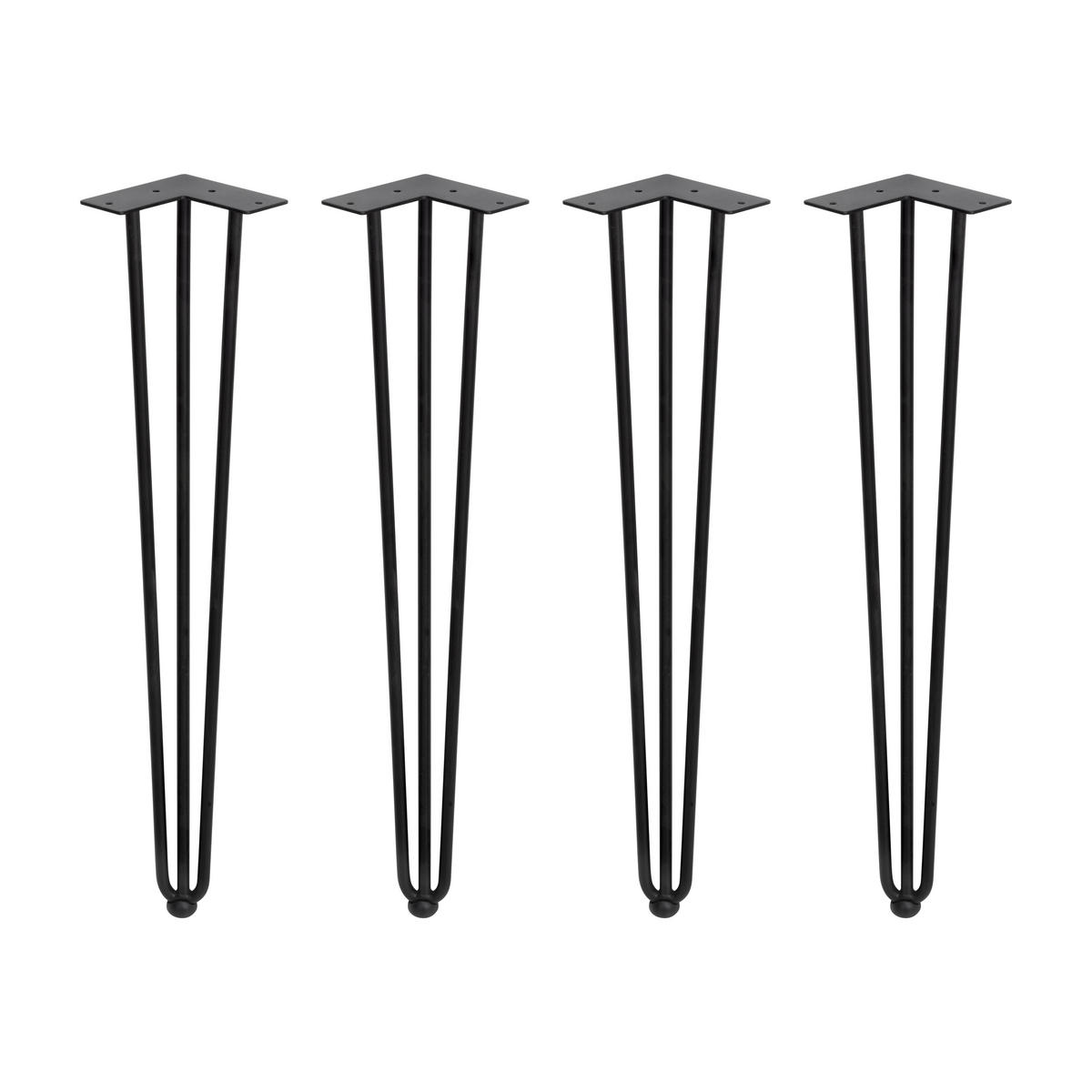 TISCHBEINE mit 3 Stangen Hairpin, Höhe 710mm, Stahl, Schwarz lackiert 4er-set - Schwarz, Metall (11.73/72/16.68cm) - EMUCA
