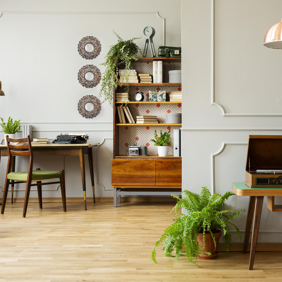 3 x zrkadlá - medená, plast/sklo (25/25/2cm) - Relaxdays