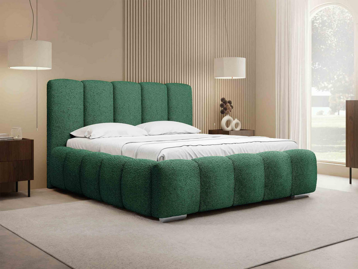 POLSTERBETT Wizko Boucle - Chromfarben/Naturfarben, Holz/Holzwerkstoff (180/200cm) - MIRJAN24