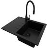 GRANITSPÜLE Mailand, 2-er set Alles Schwarz 62/50 cm 1 Becken + Küchenarmatur 40/38 cm + Ablauf-Set ab 40er Unterschrank - Schwarz, Kunststoff (62/19/50cm) - Primagran
