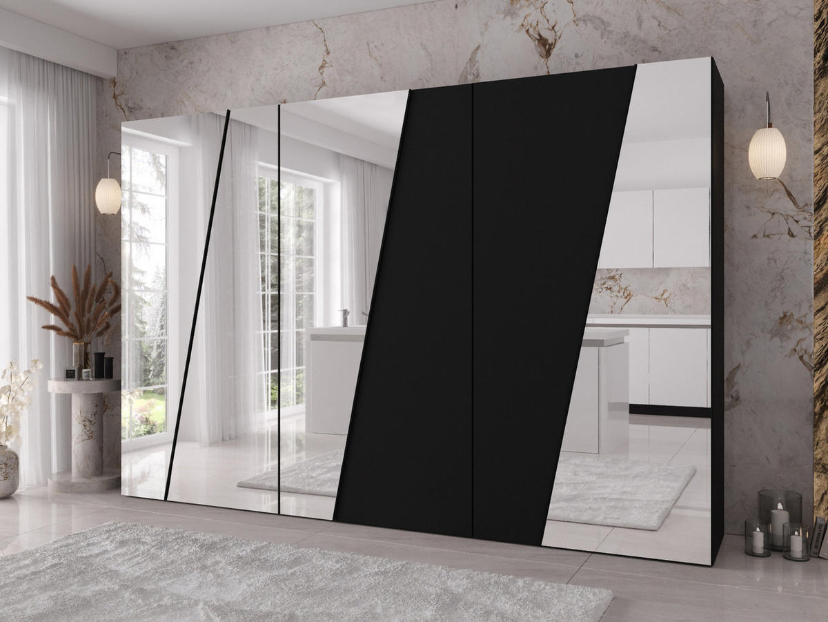 DREHTÜRENSCHRANK Zen 4L 300 cm - Schwarz, Holzwerkstoff/Kunststoff (300/202/50cm) - MIRJAN24