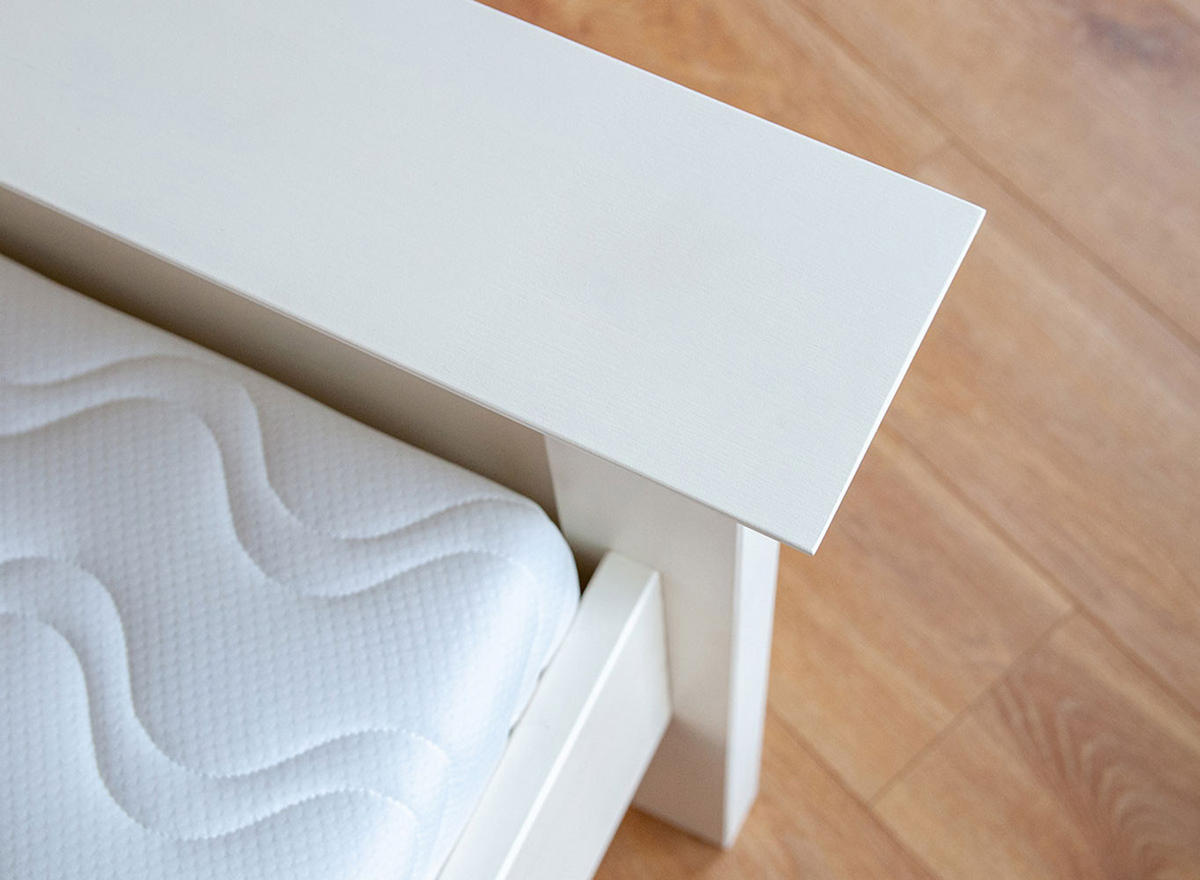 BETT Belluno Elegante Kiefer weiß lackiert 110 / 214 / 95cm - Weiß, Holz (90/200cm) - Feldmann-Wohnen