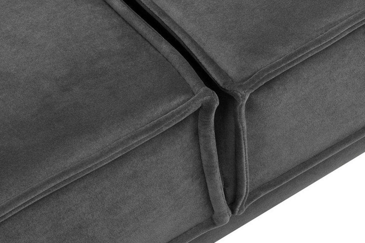 3-SITZER-SOFA GANZO 2 Kissen inklusive, Velours-Stoff, dunkelgrau - Dunkelgrau/Schwarz, Textil/Metall (193/84/92cm) - KONSIMO®