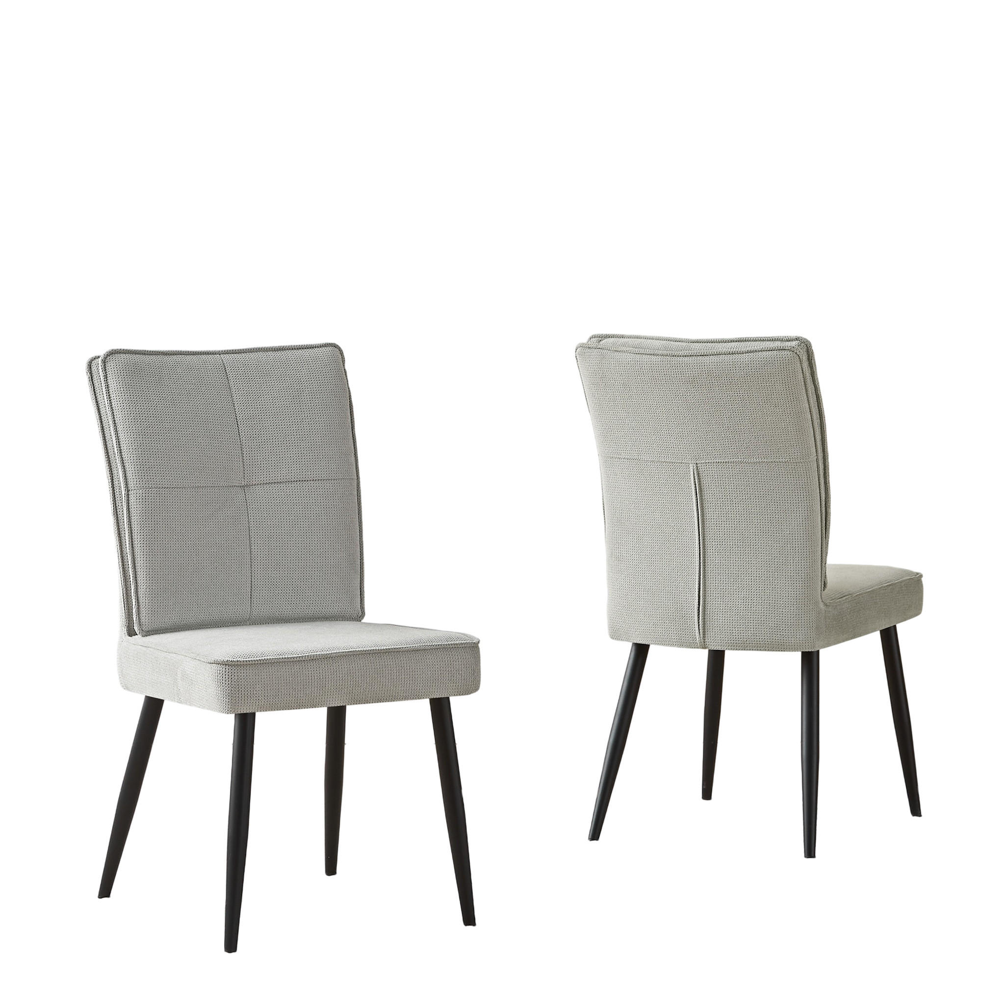 STUHL-SET DE-36847 2 Stück mit Hahnentritt-Bezug Hellgrau - Hellgrau, Metall (41/90.5/44cm) - ComfortXL