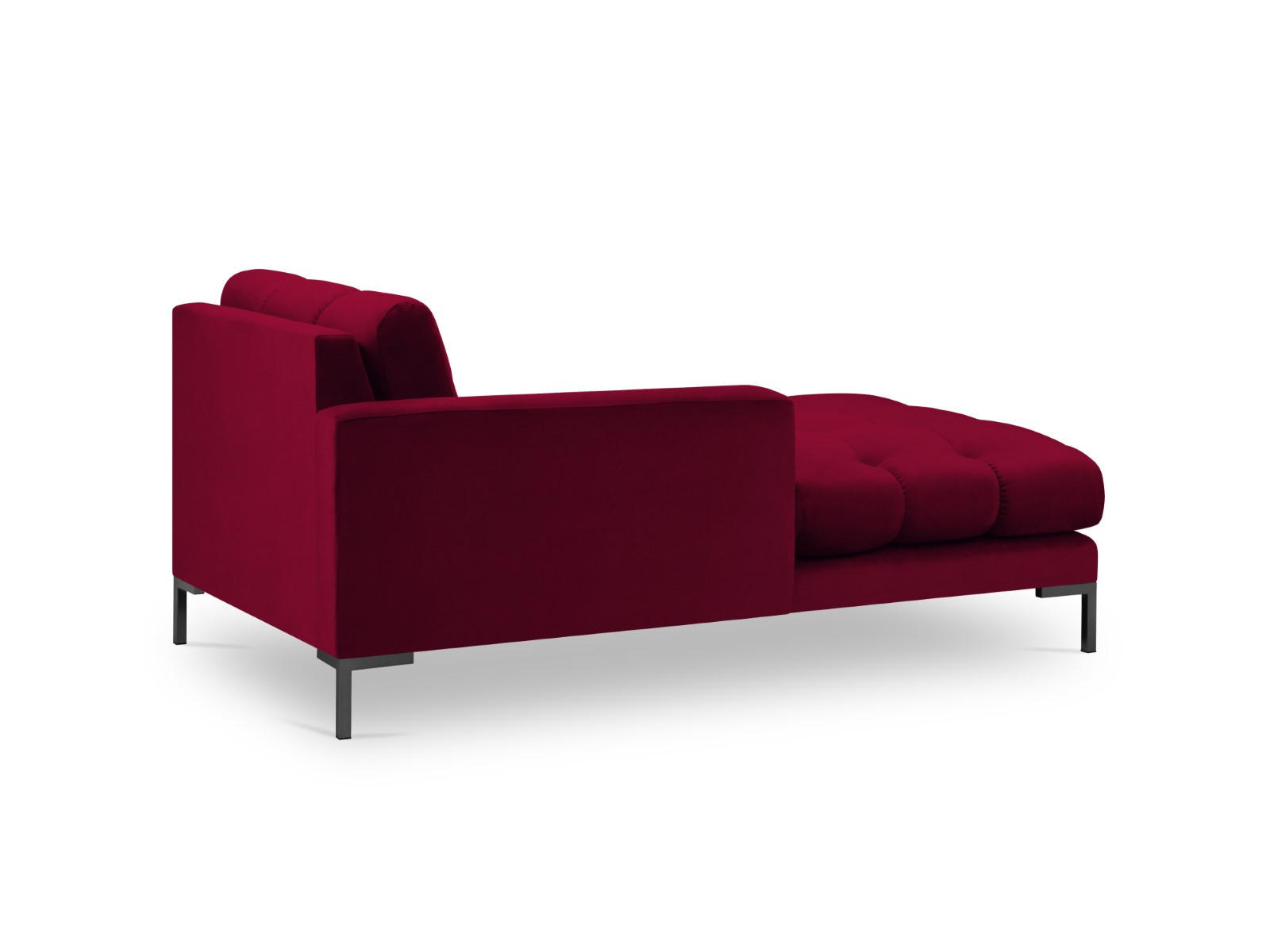 CHAISELONGUE links Mamaia aus Samt rot - Rot, Textil (102/75/185cm) - Micadoni