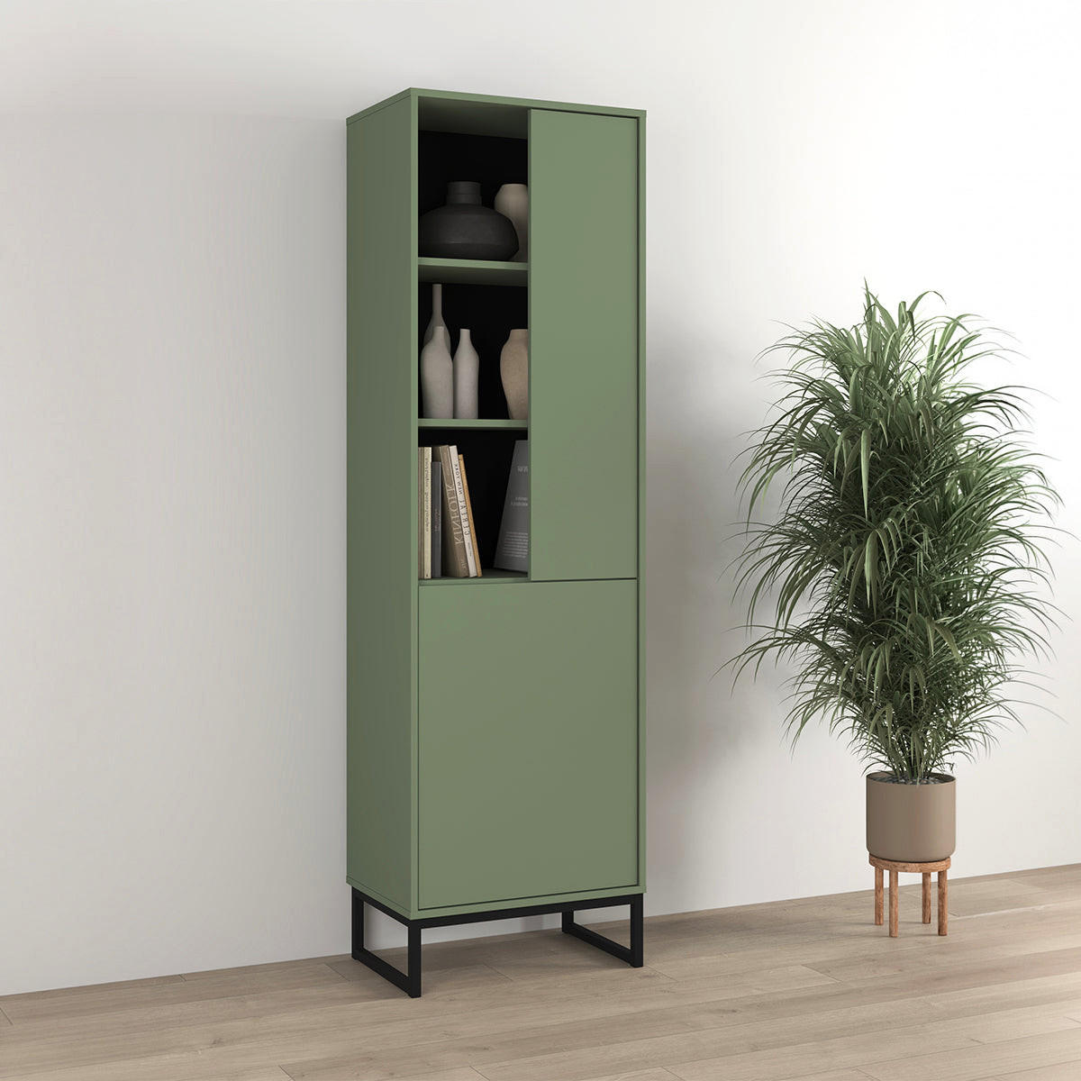 REGÁL NA KNIHY Loa Zelená - zelená, kompozitné drevo (53.5/180/36.5cm) - Petits-meubles
