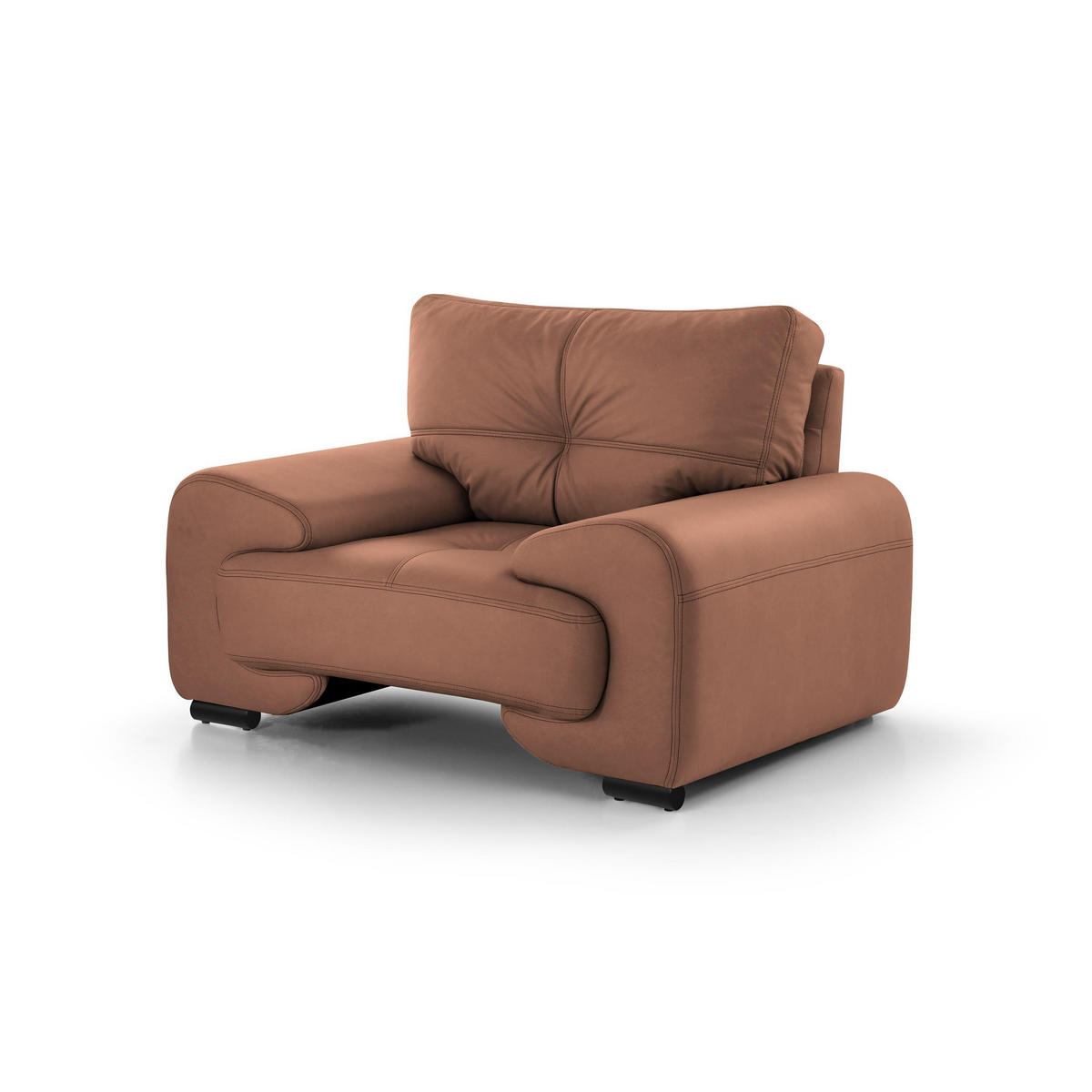 SITZGARNITUR Omega, zwei Sofas und Sessel, aus Kunstleder, Dunkelorange - Dunkelorange/Schwarz, Leder (225/88/98cm) - Beautysofa