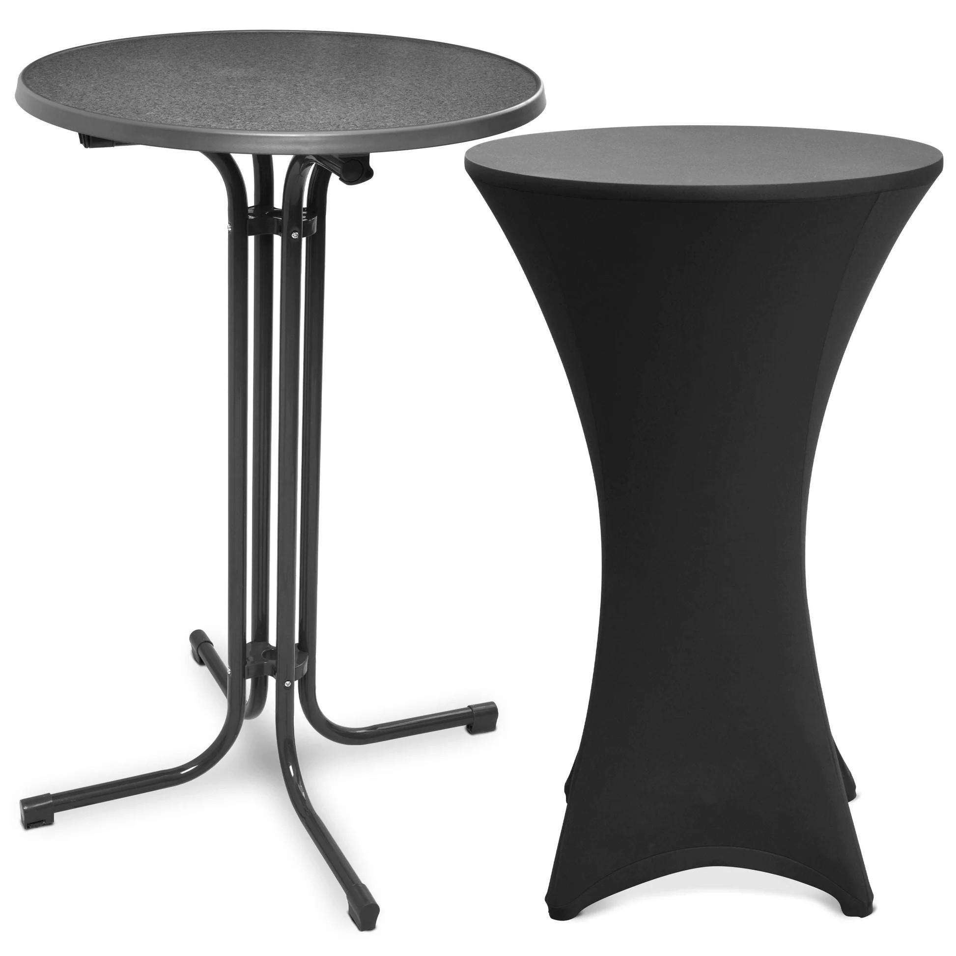 STEHTISCH Bellini Ø 70cm Grau mit Stella Stehtischhusse Ø 70cm Schwarz - Schwarz, Metall (70/70/110cm) - Beautissu 