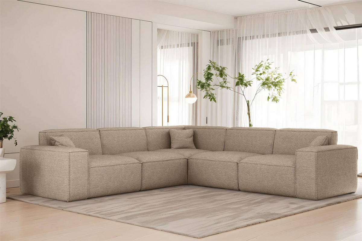 ECKSOFA Celes Premium In Artico - Beige, Holzwerkstoff/Textil (246/246cm) - Fun Möbel