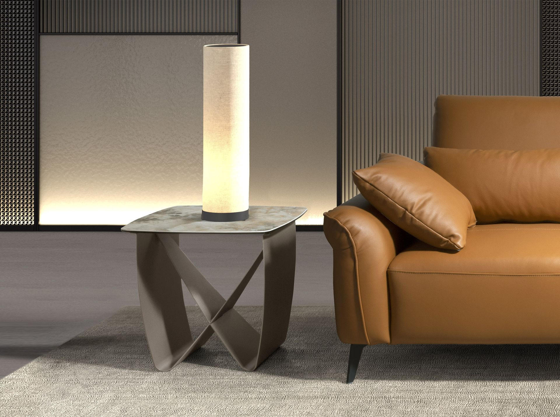 BEISTELLTISCH quadratisch Beige Braun Taupé 50/50/50 cm - Beige, Stein/Metall (50/50/50cm) - ANGEL CERDA