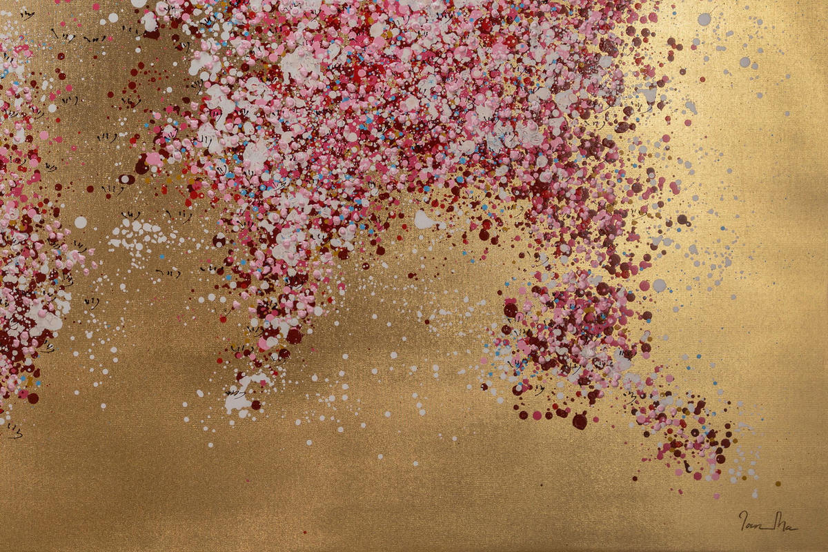 ÖLGEMÄLDE 120/80 cm - Pink/Goldfarben, Holz/Textil (1.96/80cm) - KUNSTLOFT