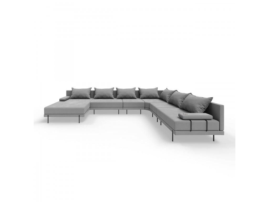 GARTENSOFA BAHAMA XXL Rechts - Wetterfeste Balkonmöbel & Terrassenmöbel Außen - Moderne Lounge Möbel für Garten - Balkon & Terrasse - Grau - Grau, Kunststoff (410/75/298cm) - Trada