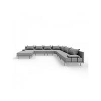 GARTENSOFA BAHAMA XXL Rechts - Wetterfeste Balkonmöbel & Terrassenmöbel Außen - Moderne Lounge Möbel für Garten - Balkon & Terrasse - Grau - Grau, Kunststoff (410/75/298cm) - Trada
