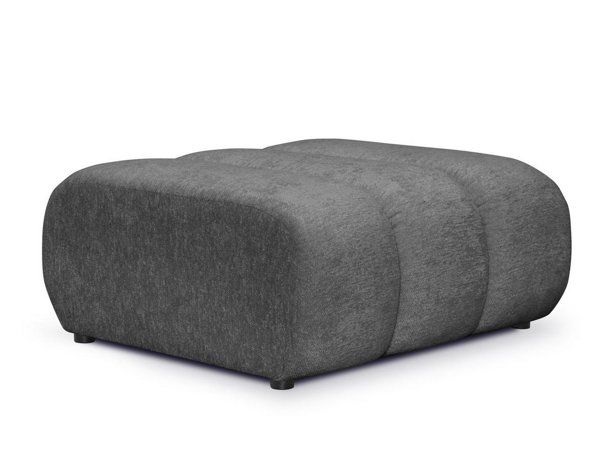 POUF Chenille Stoff Grau - Dunkelgrau/Schwarz, Holzwerkstoff/Kunststoff (94/40/89cm) - Makamii