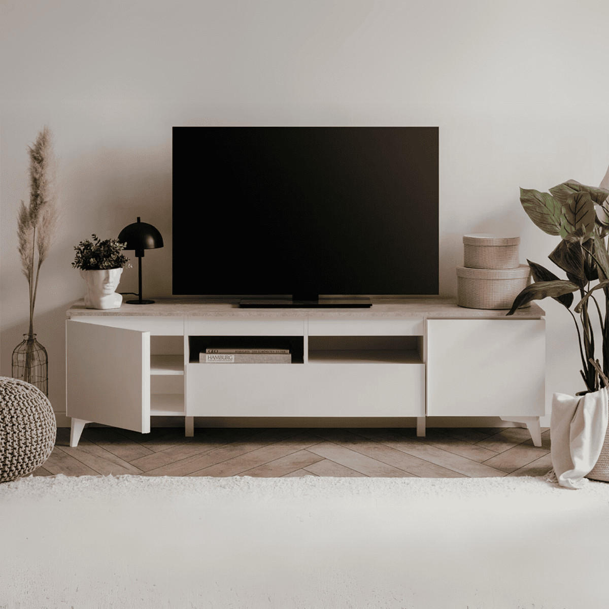 LOWBOARD Bertrix 40/177/52 cm - Weiß, Holzwerkstoff (177/52/40cm) - Finori GmbH