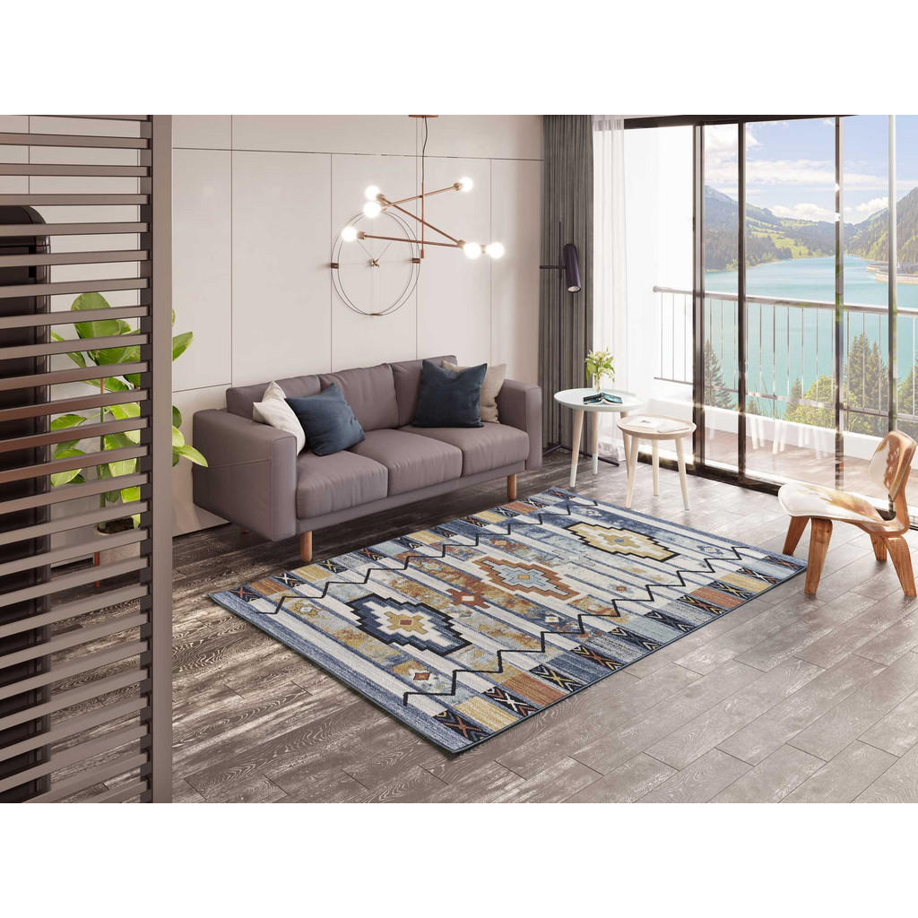 Thumbnail - Atticgo Vintage-Teppiche, Mehrfarbig, Beige, Blau, Kupfer, Textil, Grafikmuster, Rechteckig, 160x230 cm, Oeko-Tex® Stand...