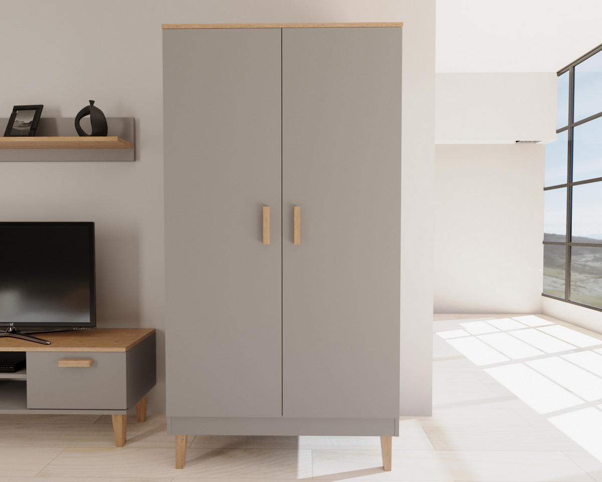 DREHTÜRENSCHRANK Denver - Grau, Holzwerkstoff (100/184/55cm) - RAUMHIRSCH FURNITURE