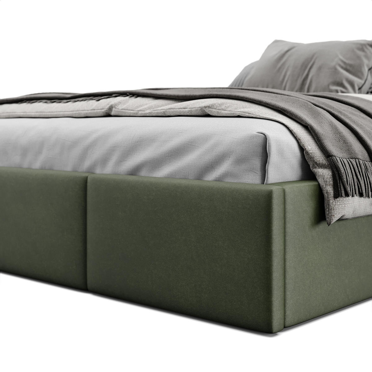 POLSTERBETT für Schlafzimmer Bett mit Stauraum Khaki 140x200cm - Olivgrün, Holzwerkstoff/Textil (160/200cm) - Muralo