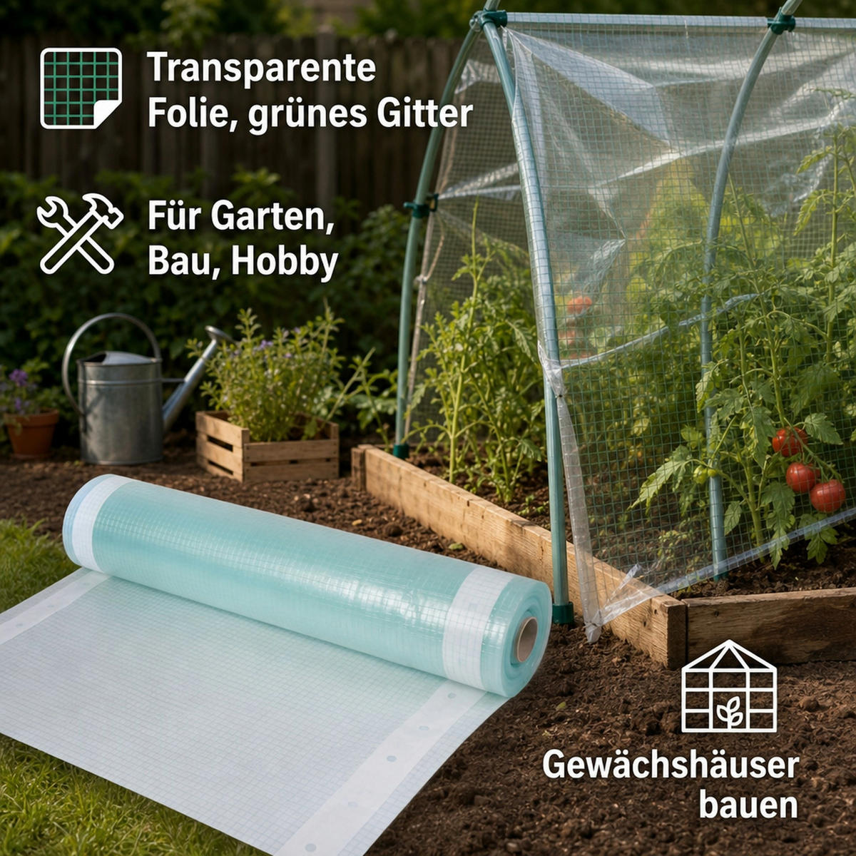 GITTERFOLIE m. Nagelrand 3 Breite x 1 Meter - Hellgrün, Kunststoff (300/1cm) - BONI-SHOP
