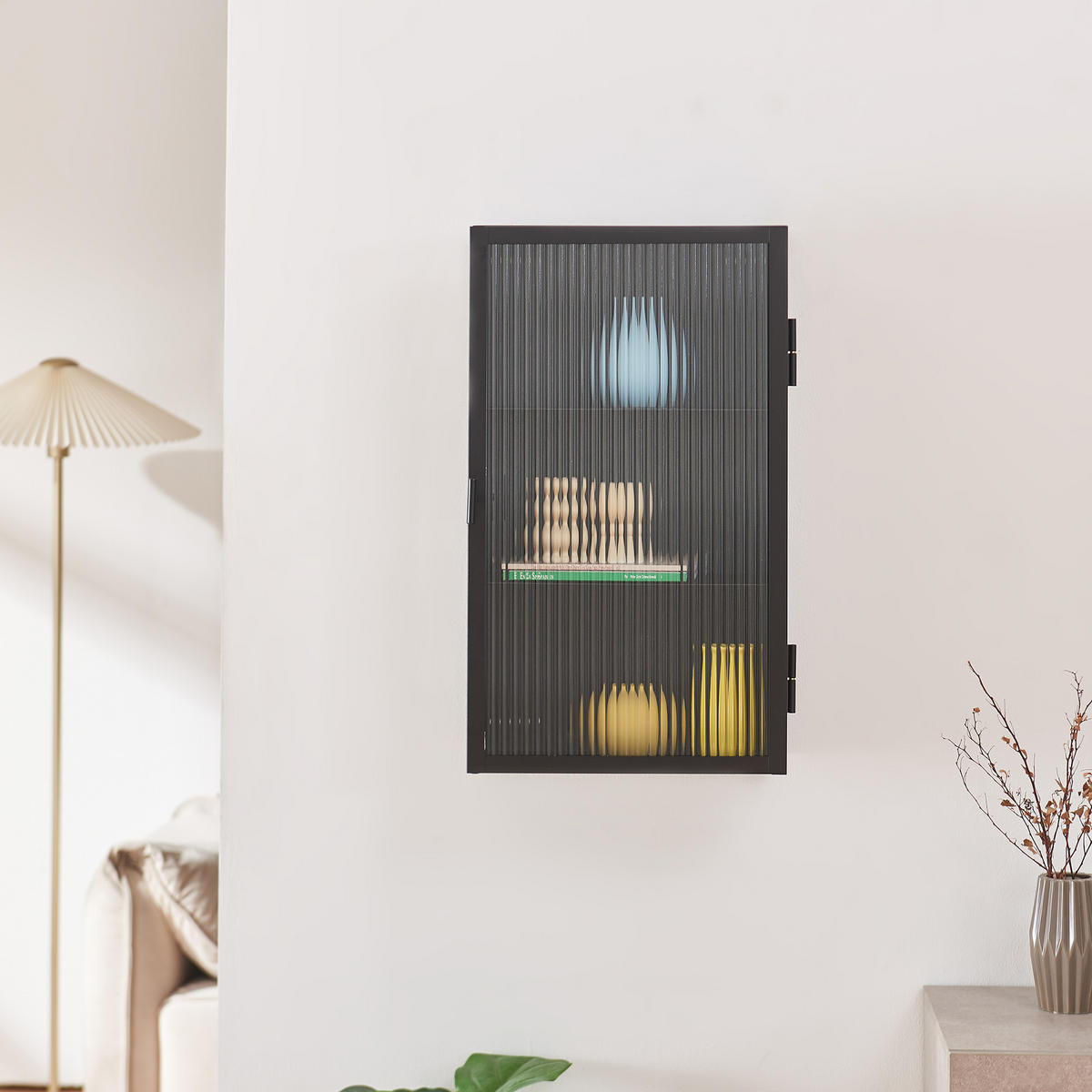 WANDSCHRANK Zundert - Schwarz, Glas/Metall (35/60/15cm) - [en.casa]